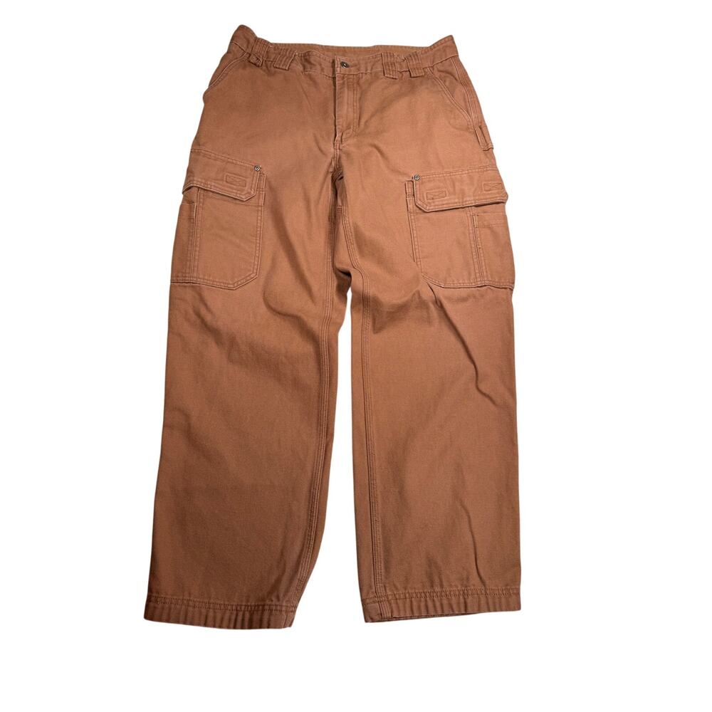 Duluth Trading Co Mens 36x32 Brown Canvas Cargo Carpenter Work Utility Pants